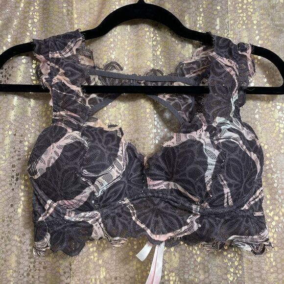 PINK Victorias Secret Date Push Up Gray Pink Bralette Small - Picture 1 of 7